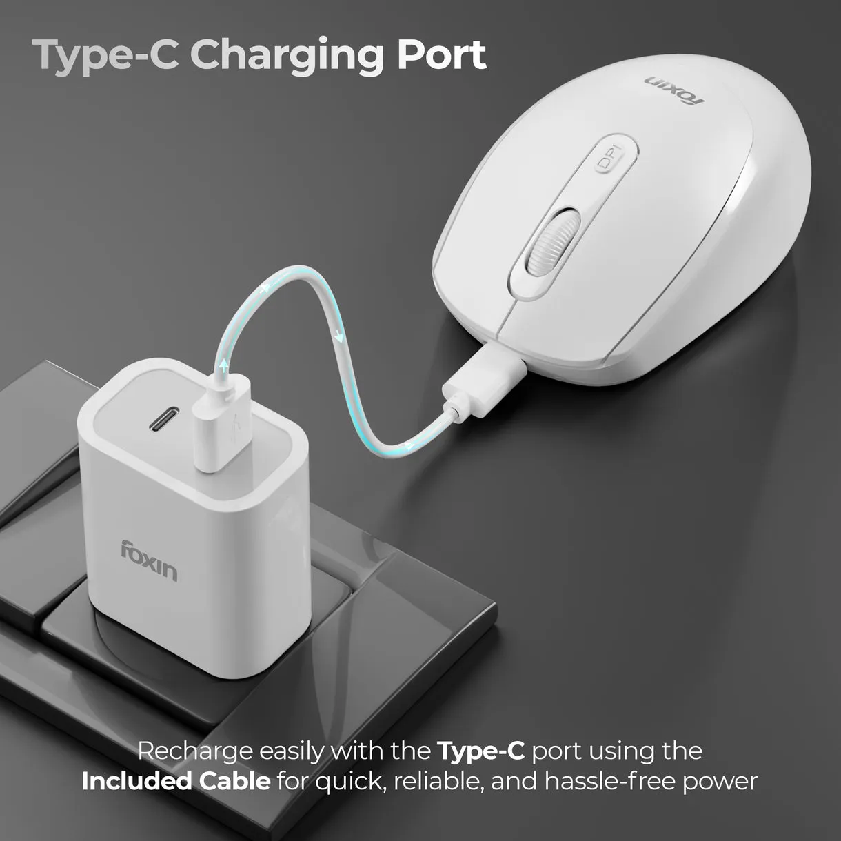 Foxin Wireless Mouse Flow 2.4G + BT (Flow) White view 3